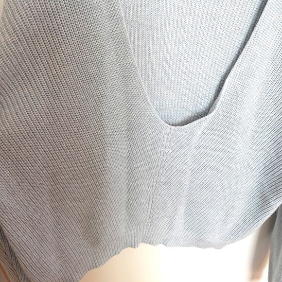 Lulus Light Blue Feel it Still Knit Sweater Size L Deep V-neck Slouchy Oversized - Picture 8 of 10